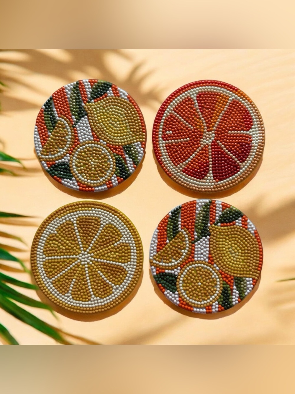 Handmade Citrus Diamond Art Coaster Set